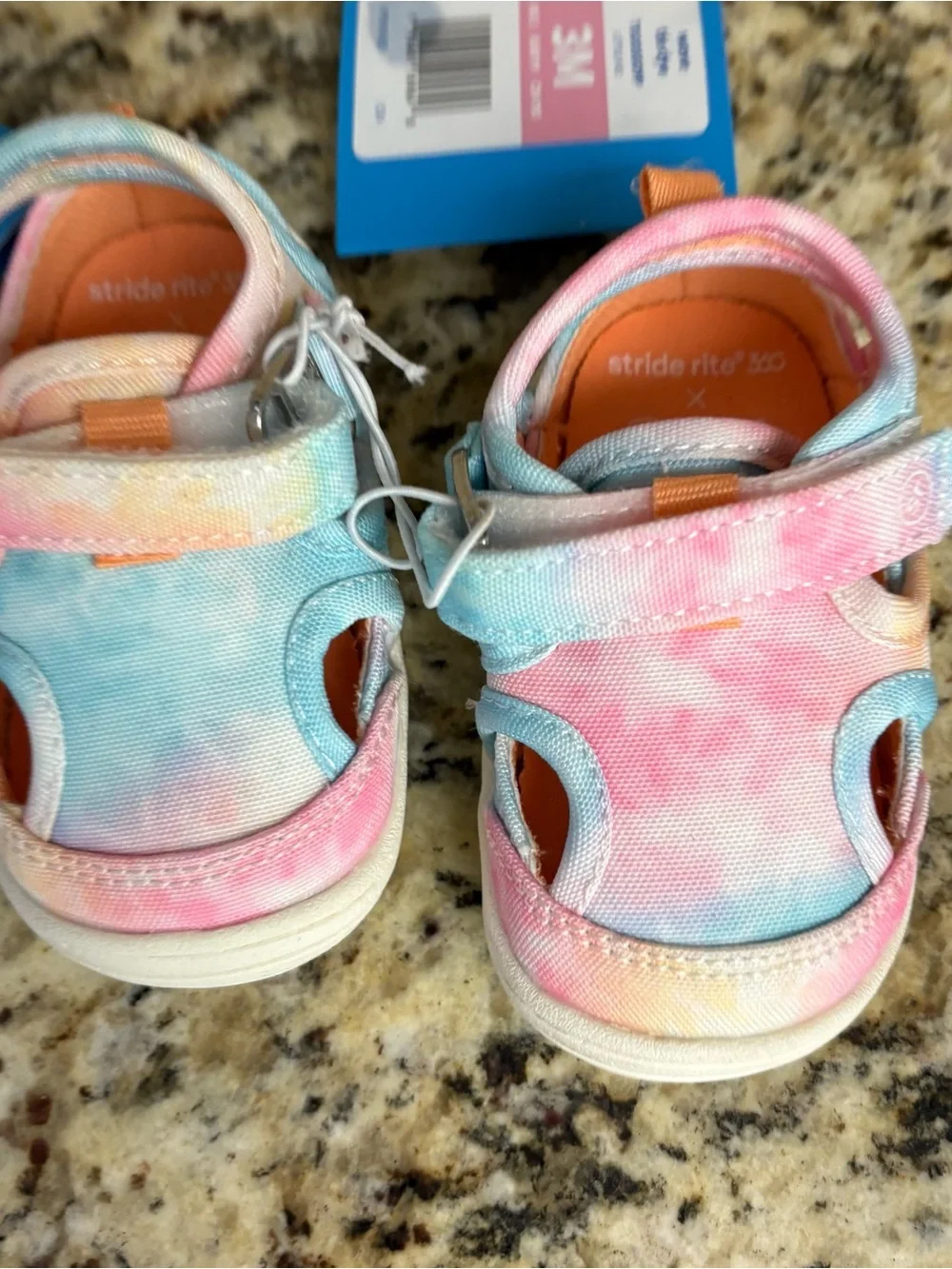 Stride Rite Kids Tie-Dye Sandals in Pink, Blue & Peach